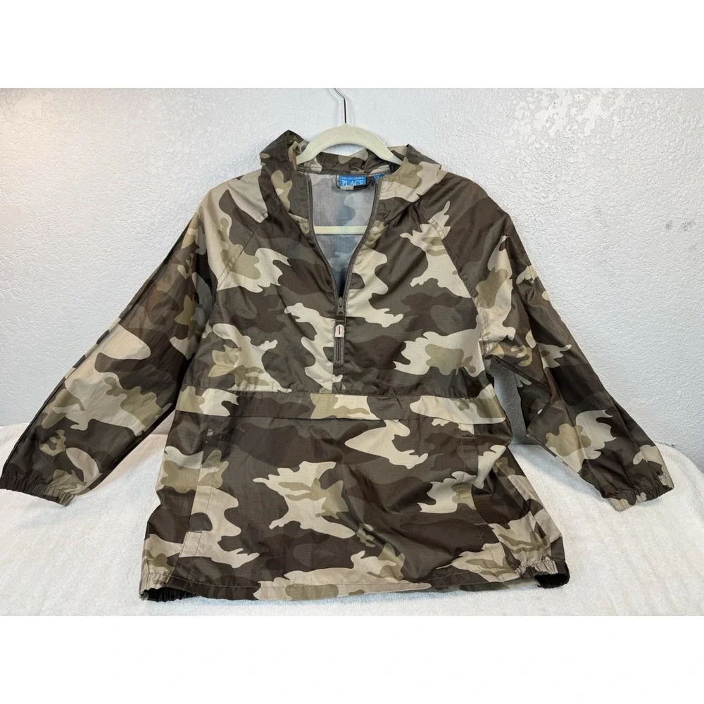 The Childrens Place Camouflage Pullover Windbreaker Jacket Boys Size L 10/12